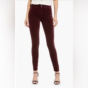 AG~ Women’s The Farrah Skinny High Waist Velvet Jeans Size 26R,‎ Wine Bloom